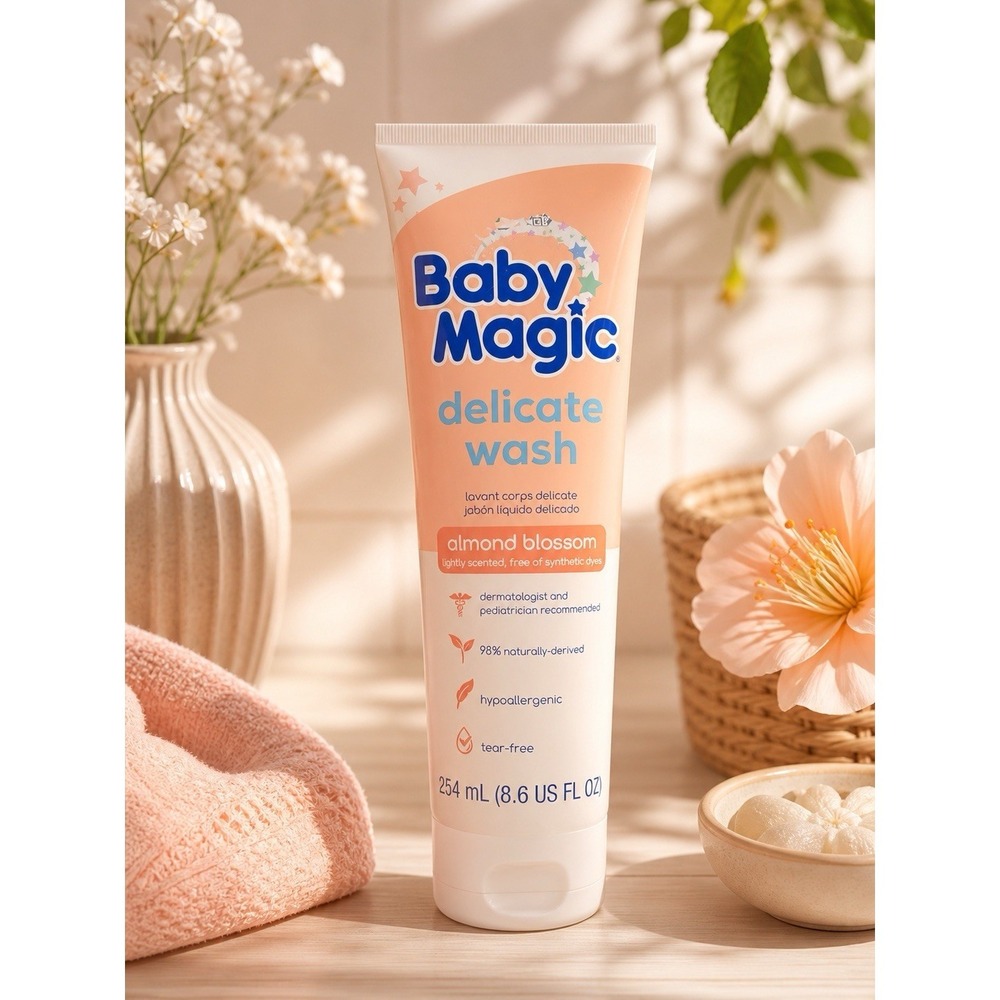 Baby Magic Delicate Wash Almond Blossom Hypoallergenic Oat Aloe Shea 8.6 oz  New